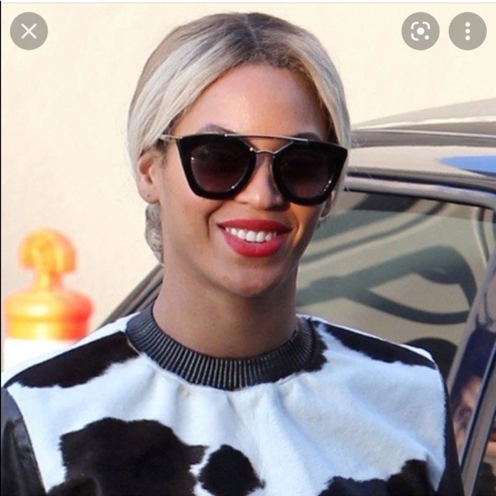Prada Silver Tortoise White Green Aviator Sunglasses Beyoncé